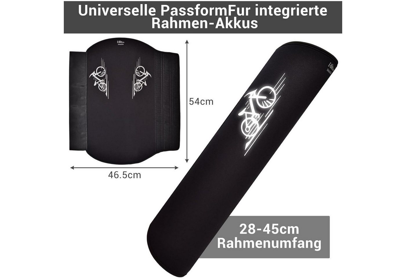 LuxusKollektion Akku-Schutzhülle E-Bike Akku Schutzhülle Neopren 5mm Thermoschutz 28-45 cm Reflektoren