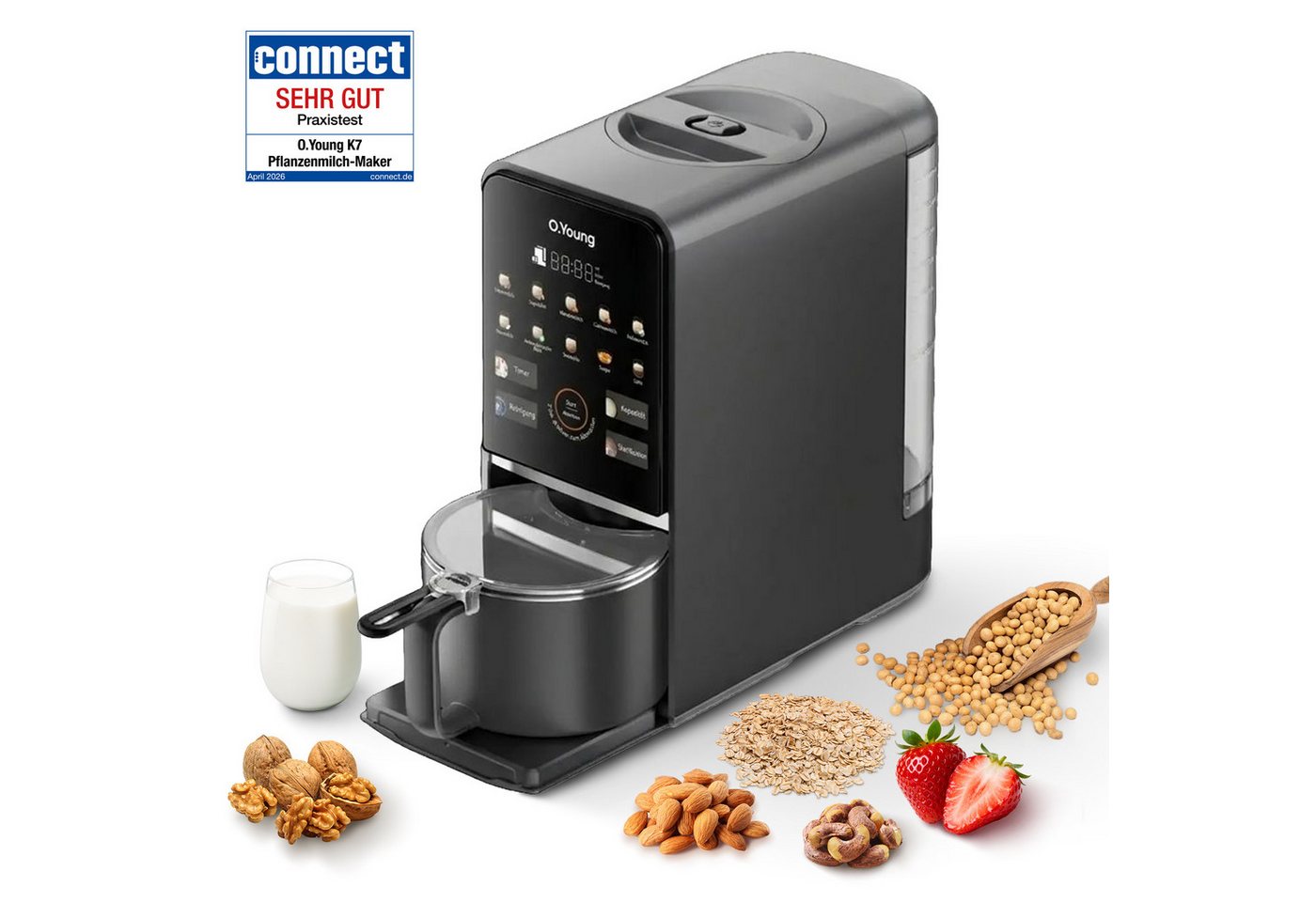 O.Young Stabmixer O.Young Pflanzenmilch-Maker Selbstreinigend Standmixer Veganmilch, 1200 W Bild 2