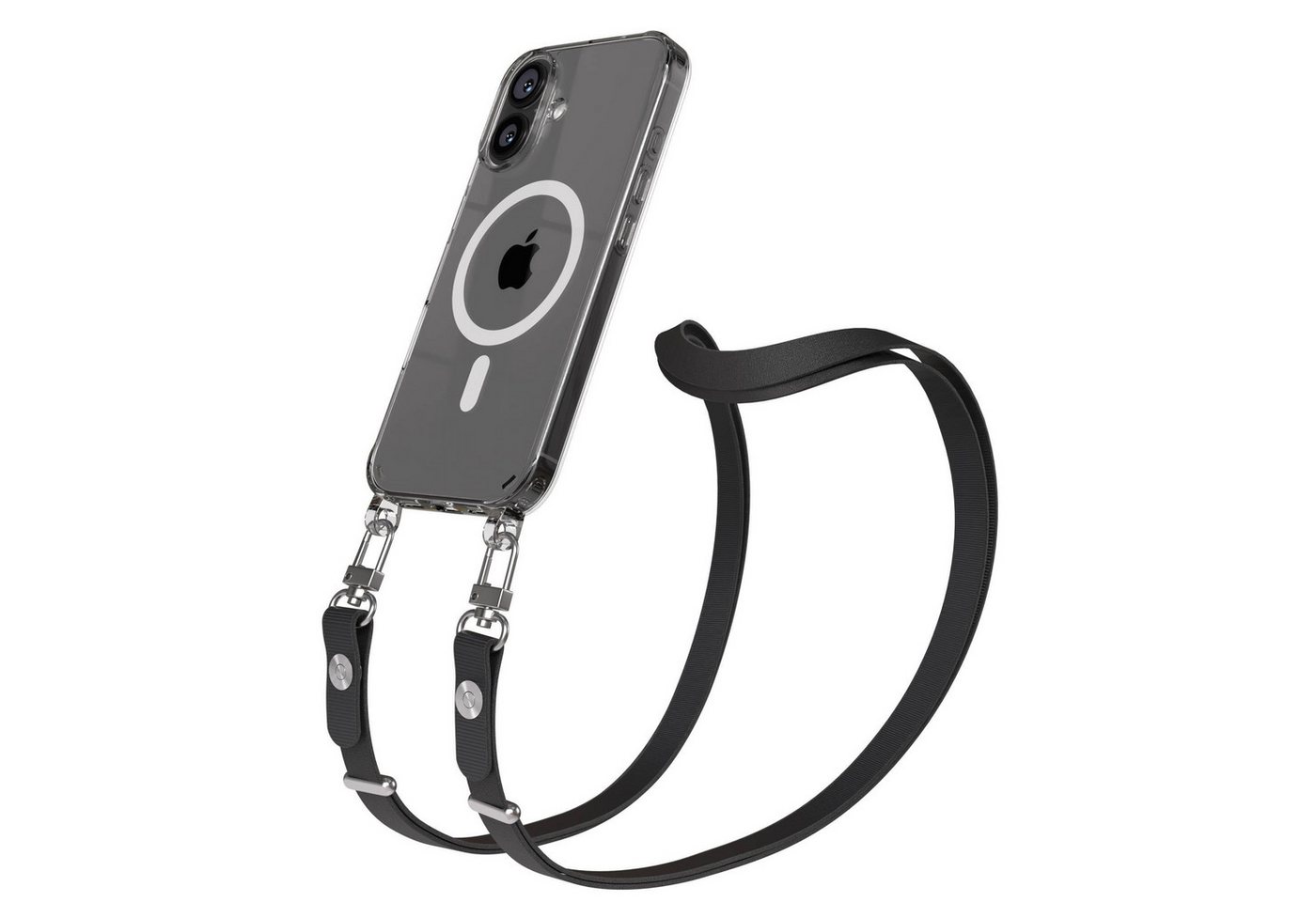 EAZY CASE Handykette für Apple iPhone 16 Handyhülle mit Handyband magnetisch, MagSafe Hülle in Schwarz mit Magnetband und flexibler Handykette Bild 5