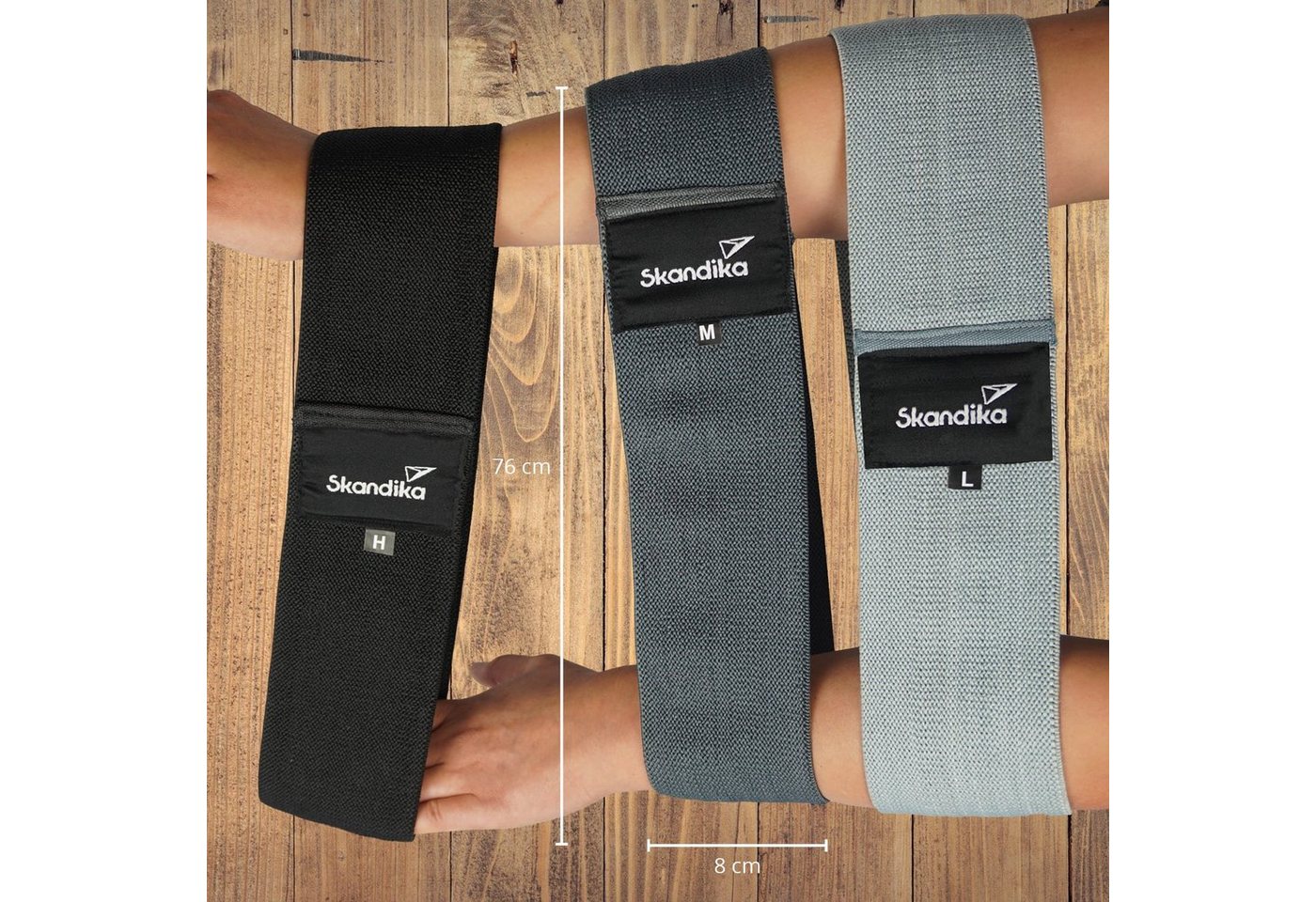 Skandika Trainingsbänder Fitnessbänder aus Stoff 3er-Set, Resistance Booty Bands, rutschfest, 3 Widerstandsstufen, inkl. Übunganleitung & Tragetasche, Krafttraining