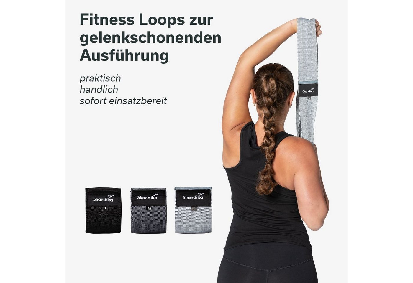 Skandika Trainingsbänder Fitnessbänder aus Stoff 3er-Set, Resistance Booty Bands, rutschfest, 3 Widerstandsstufen, inkl. Übunganleitung & Tragetasche, Krafttraining Bild 2