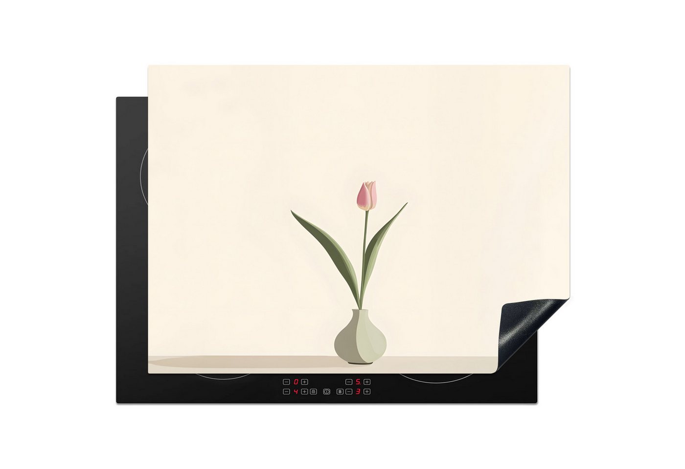 MuchoWow Herd-Abdeckplatte Tulpe - Vase - Beige, Vinyl, (1 tlg), Küche Herdabdeckung Ceranfeld Induktionsfeld Vinyl, 65x50 cm Bild 4