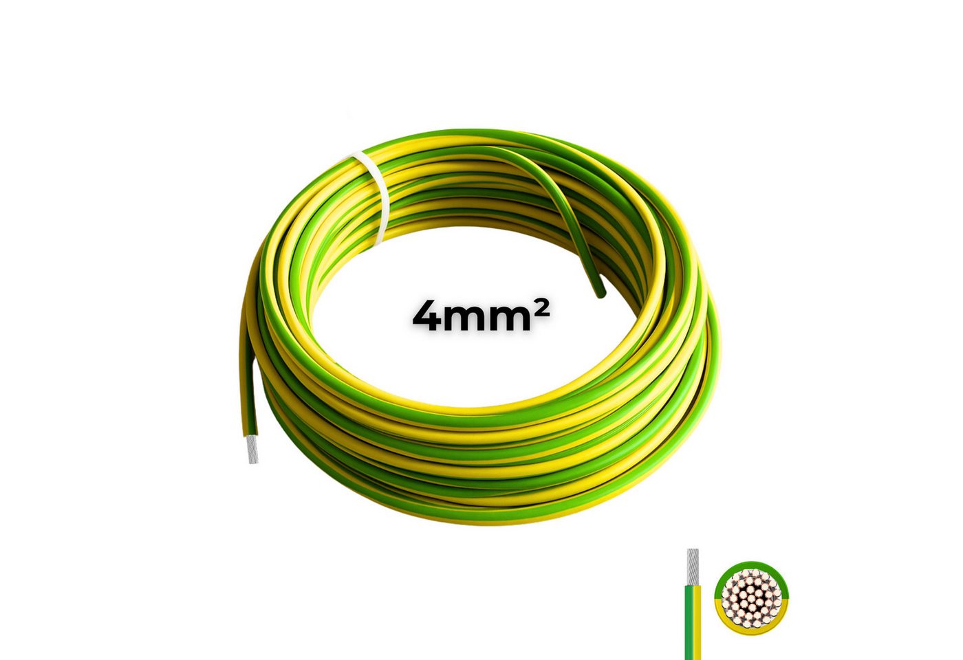 smartEC Erdungskabel H07V-K Aderleitung Kupfer Grün/Gelb 4mm2 Solarkabel, (1000 cm) Bild 2