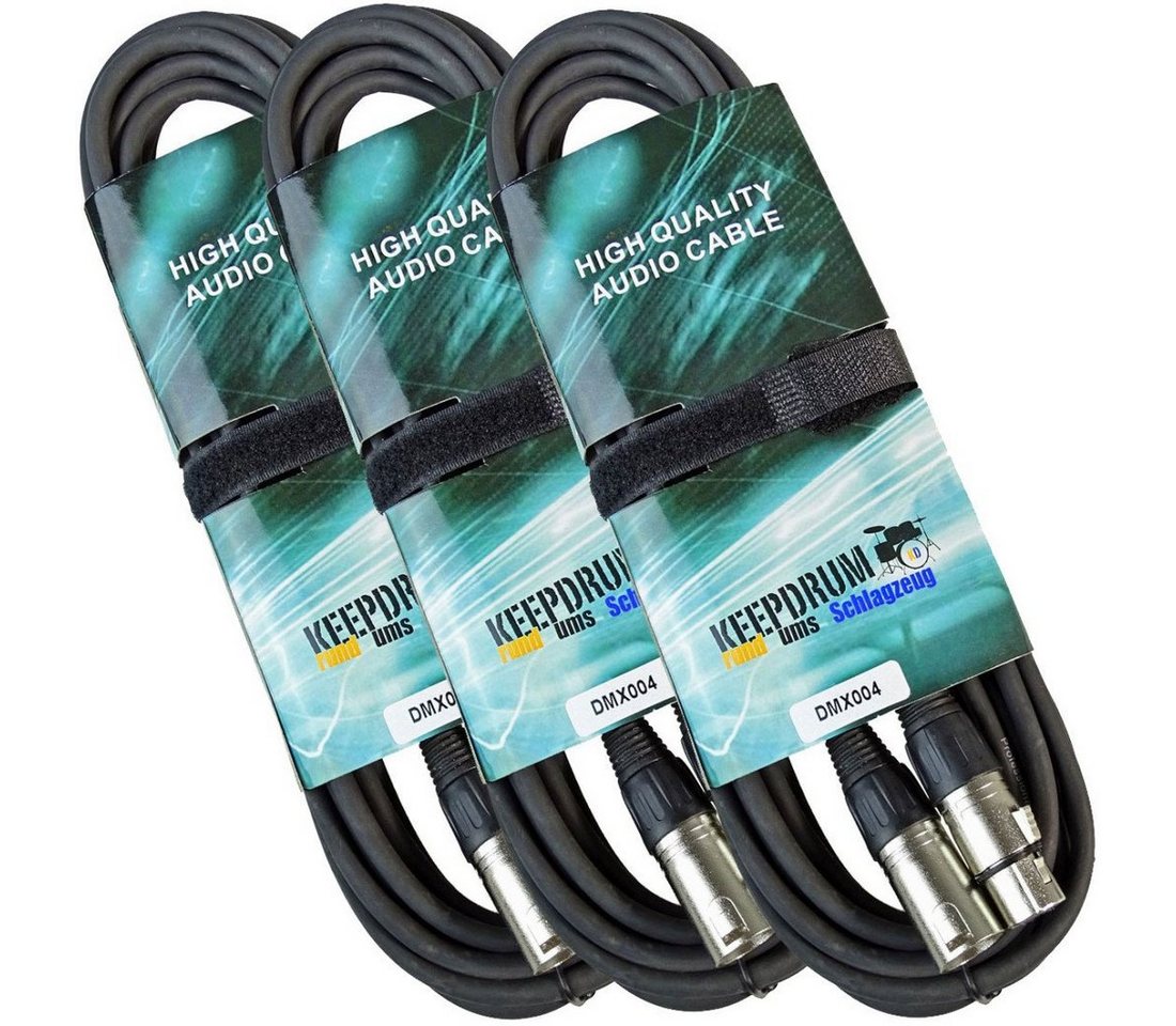 keepdrum keepdrum 3m DMX Kabel 3-pol XLR 100-Ohm 3 Stück Audio-Kabel, XLR, 3 Stück Bild 2