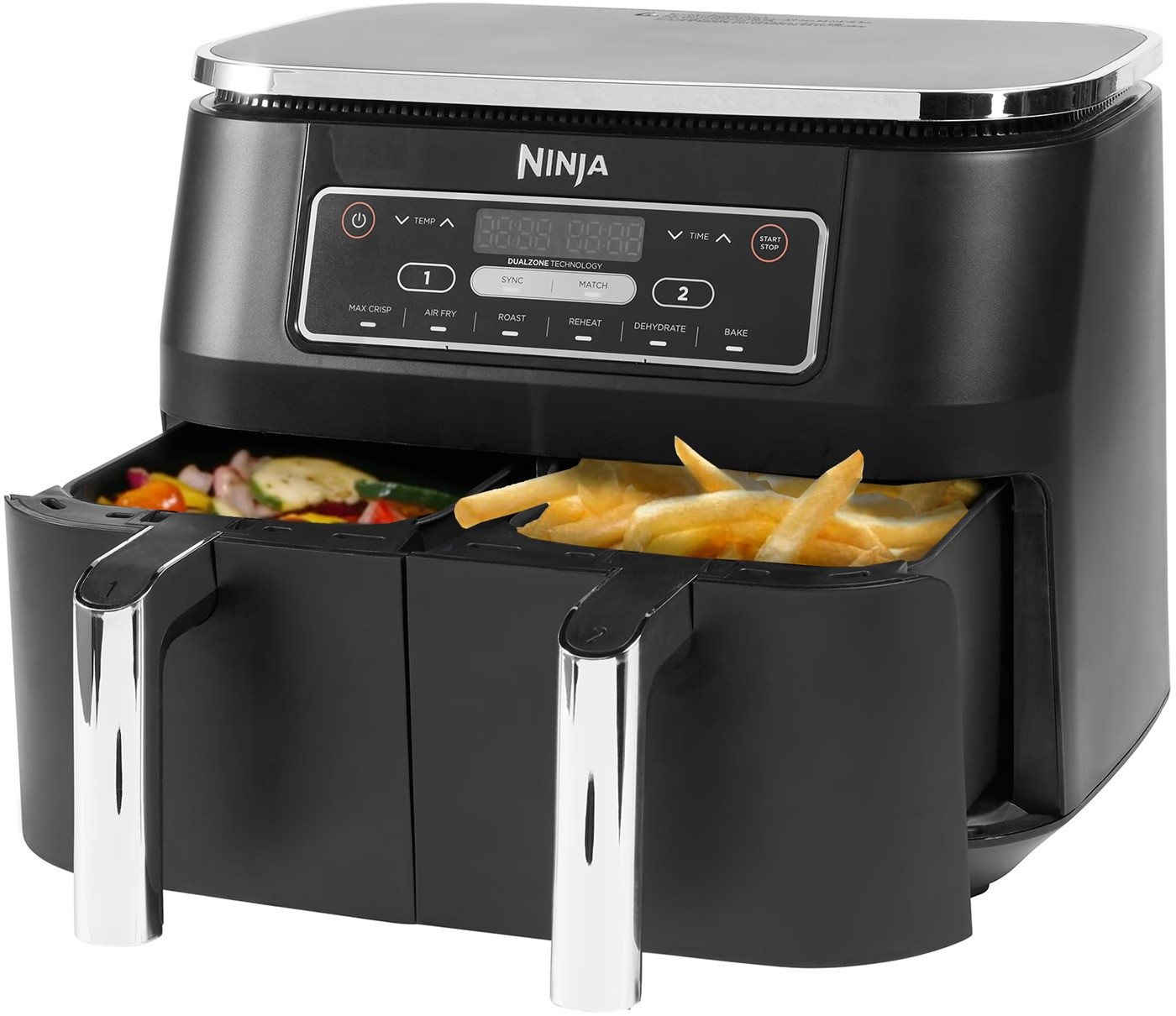 NINJA Heißluftfritteuse Foodi Dual Zone AF300EU, 2400 W, 2 Zonen & 6 Programmen