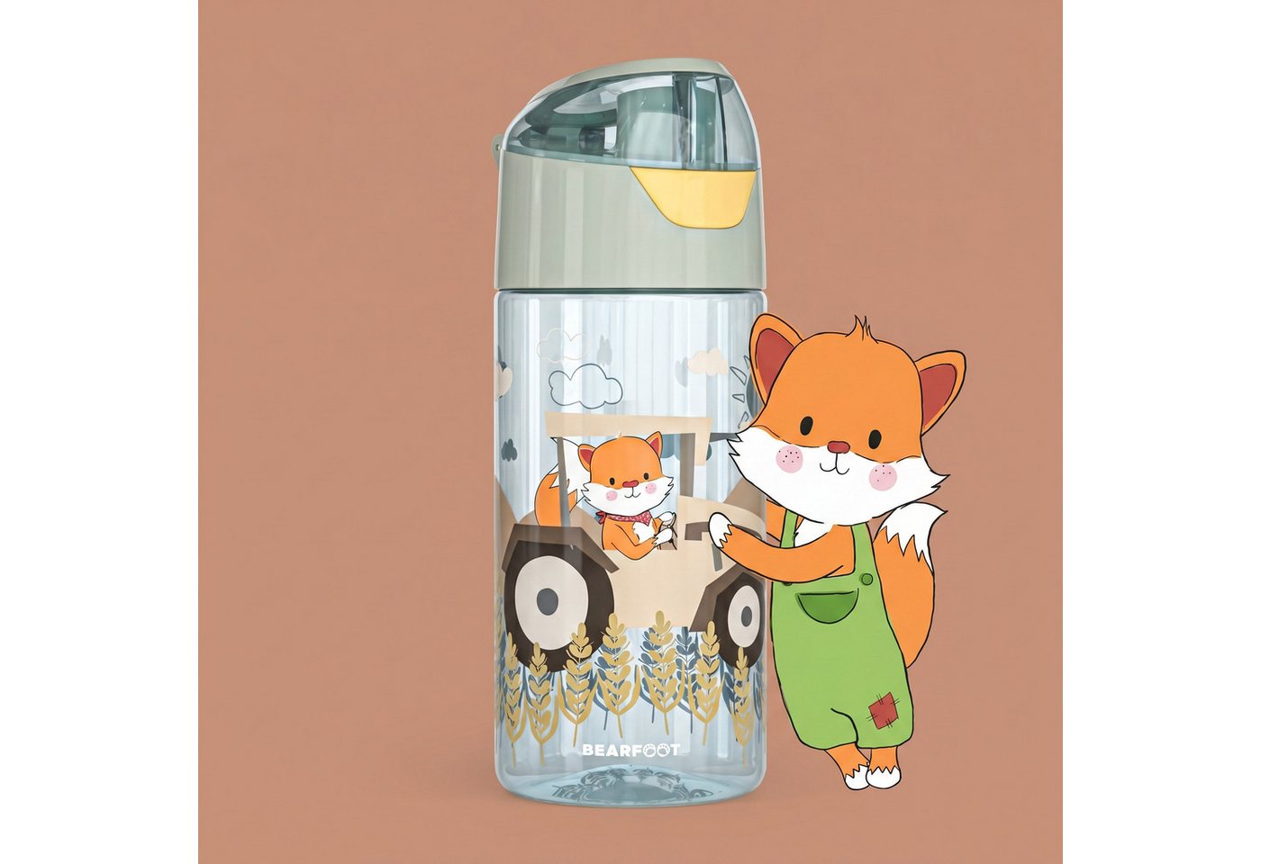 BEARFOOT Trinkflasche Trinkflasche Kinder, leichte Wasserflasche - Traktor sage Bild 3