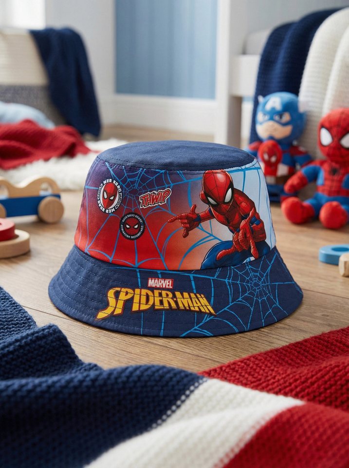 MARVEL Fischerhut Marvel Spiderman Jungen Kinder Fischermütze Fischerhut Sommerhut Gr. 52 bis 54