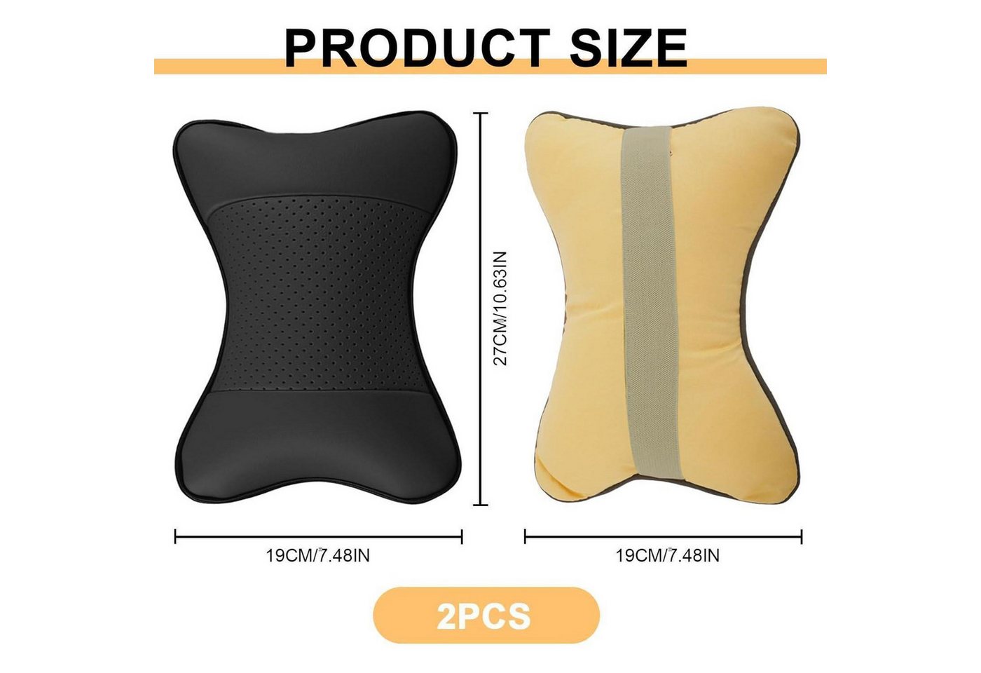LuxusKollektion Autokopfstütze Nackenkissen Auto Kopfstütze Memory Foam PU Leder 28x18 2er Schwarz