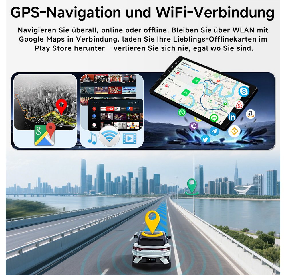 A-Sure 8-Core Für Mitsubishi Mirage Space Star DAB+ CarPlay GPS Android 15 Autoradio (Digitalradio (DAB), Carplay Android Auto Bluetooth EQ USB GPS Navi WIFI Touchscreen) Bild 4