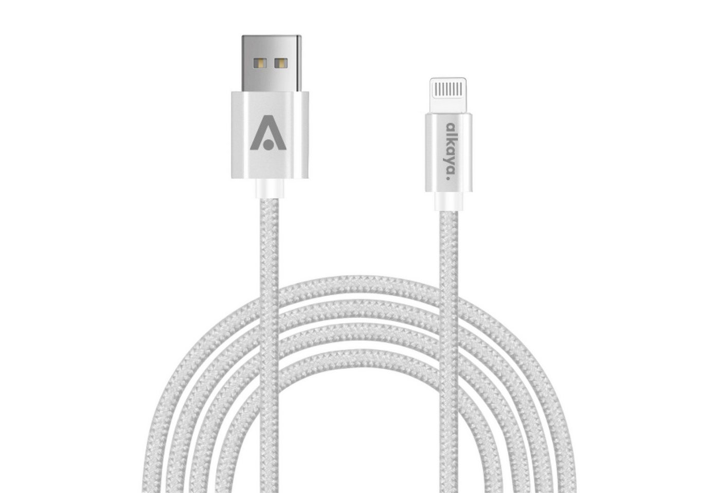 alkaya. iPhone 11, 12, 13, 14 Ladekabel USB-A Lightning Lightningkabel, Datenkabel geflochten schwarz - 1m/12W Bild 2