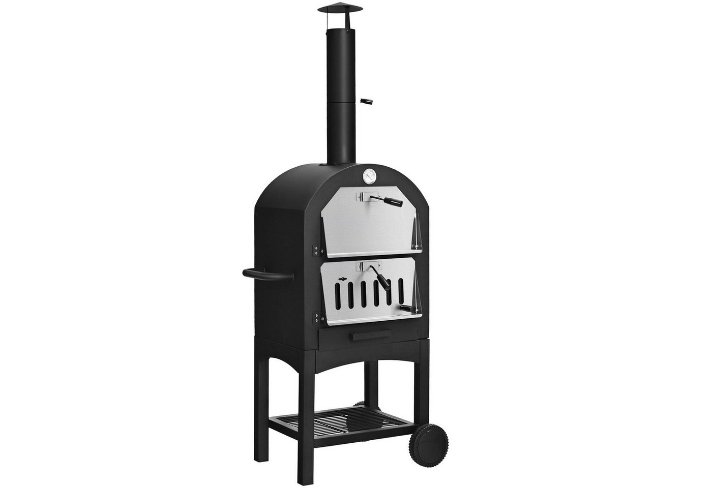 KOMFOTTEU Pizzaofen, mobiler Holzofen Garten mit Griff, Rädern Bild 4