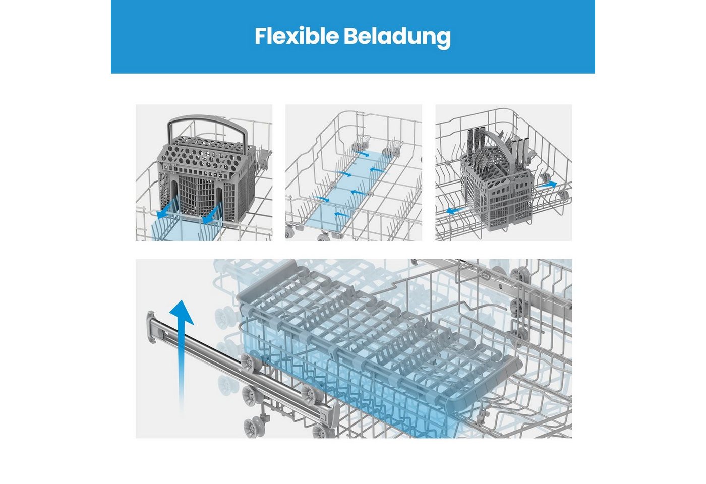 Midea Unterbaugeschirrspüler MDWEU1435XSS-W, 14 Maßgedecke, Unterbau-Geschirrspüler mit WiFi, Extra Trocknung Bild 2