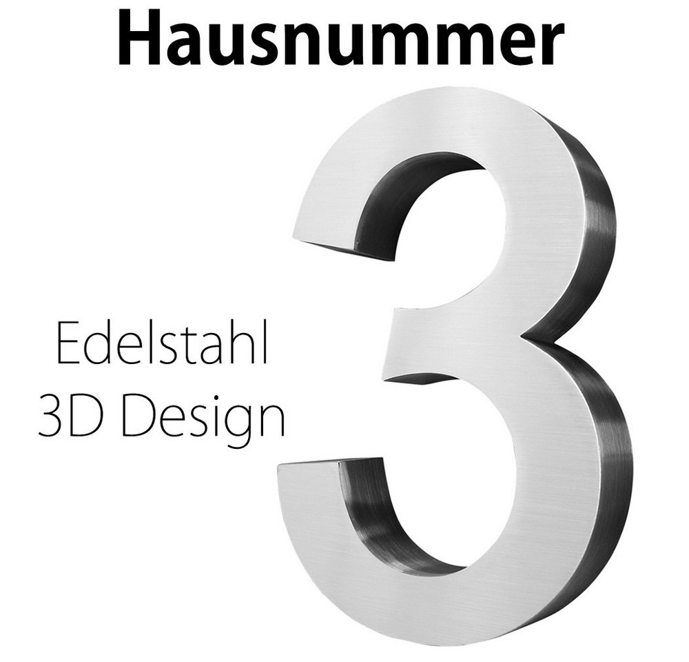 V2Aox Hausnummer Edelstahl Hausnummer 20 cm Hausnummernschild Hausnummer 3 Schild 3D Bild 5