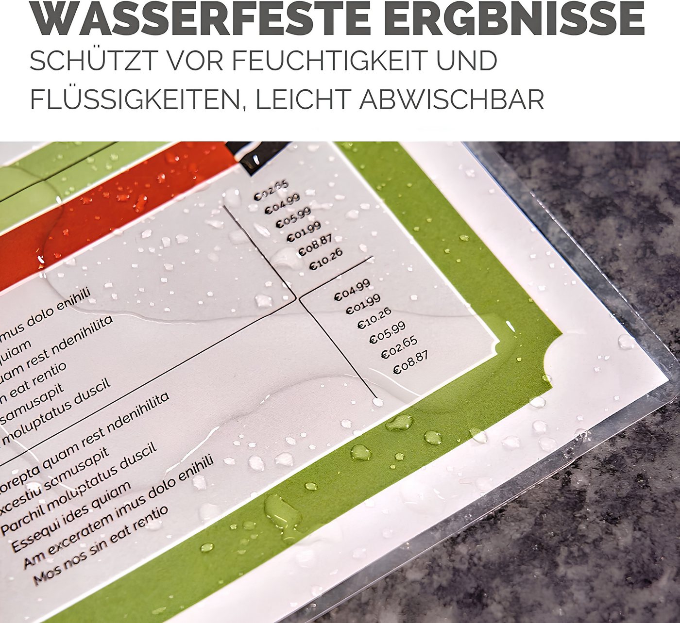 MK Vertriebs KG Schutzfolie 100 Laminierfolien DIN A4 - 2x 80 Mic - beidseitig matt, 100% wasserdicht, extrem reißfest und stabil