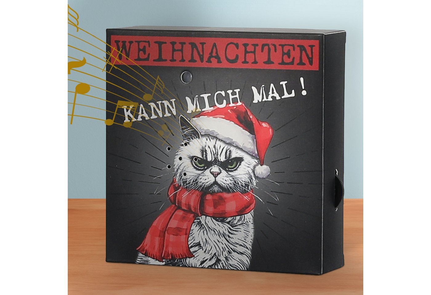 CEPEWA Bewegungsmelder Soundbox 'XMAS CAT' Bewegungsmelder 12x12x3,5cm Papier Katze Bild 5
