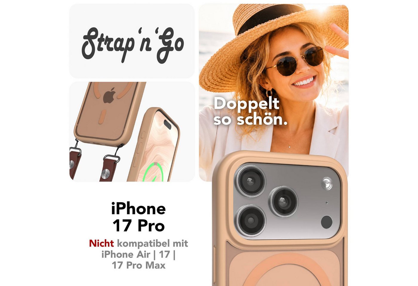 EAZY CASE Handykette Outdoor Case MagSafe Handyband für Apple iPhone 17 Pro 6,3 Zoll, Crossbody Handyhülle mit MagSafe und magnetisch verstellbarem Band Bild 3