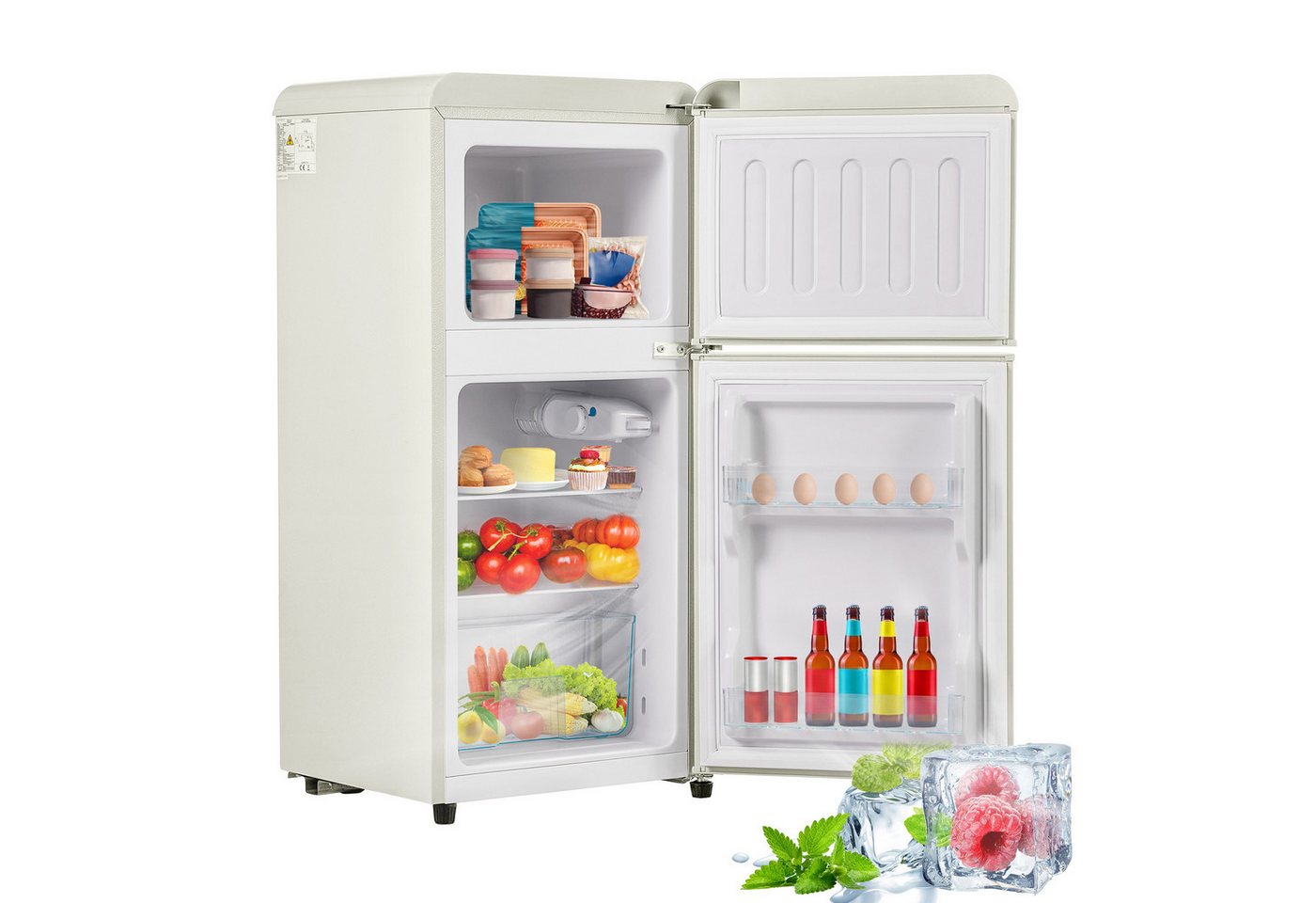 Blossom Kühl-/Gefrierkombination BCD-86, 88.8 cm hoch, 42 cm breit, Retro Kühlschrank mit LED-Beleuchtung, 22 L Gefrierfach, 88,8 cm Höhe Bild 3