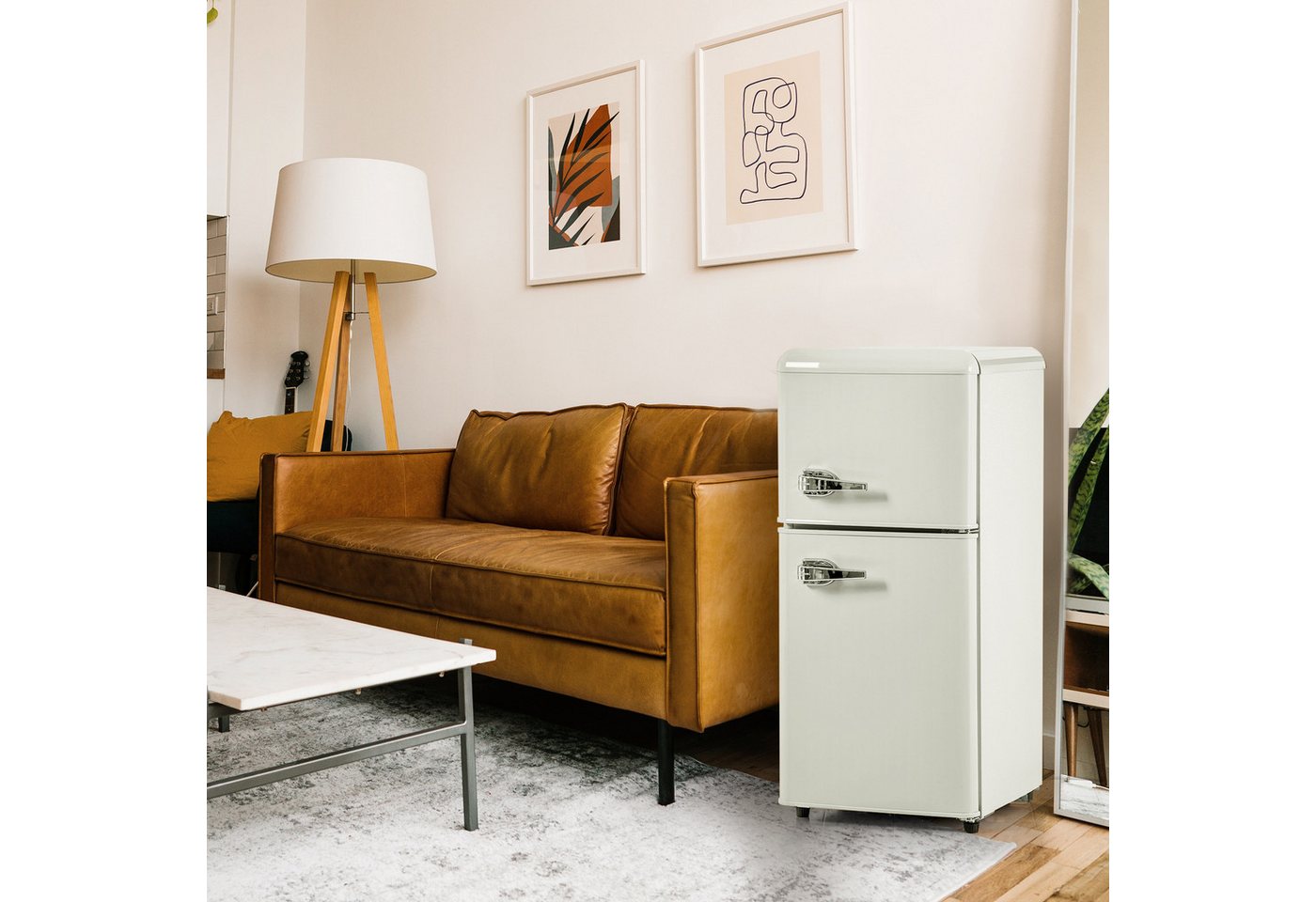 Blossom Kühl-/Gefrierkombination BCD-86, 88.8 cm hoch, 42 cm breit, Retro Kühlschrank mit LED-Beleuchtung, 22 L Gefrierfach, 88,8 cm Höhe Bild 5