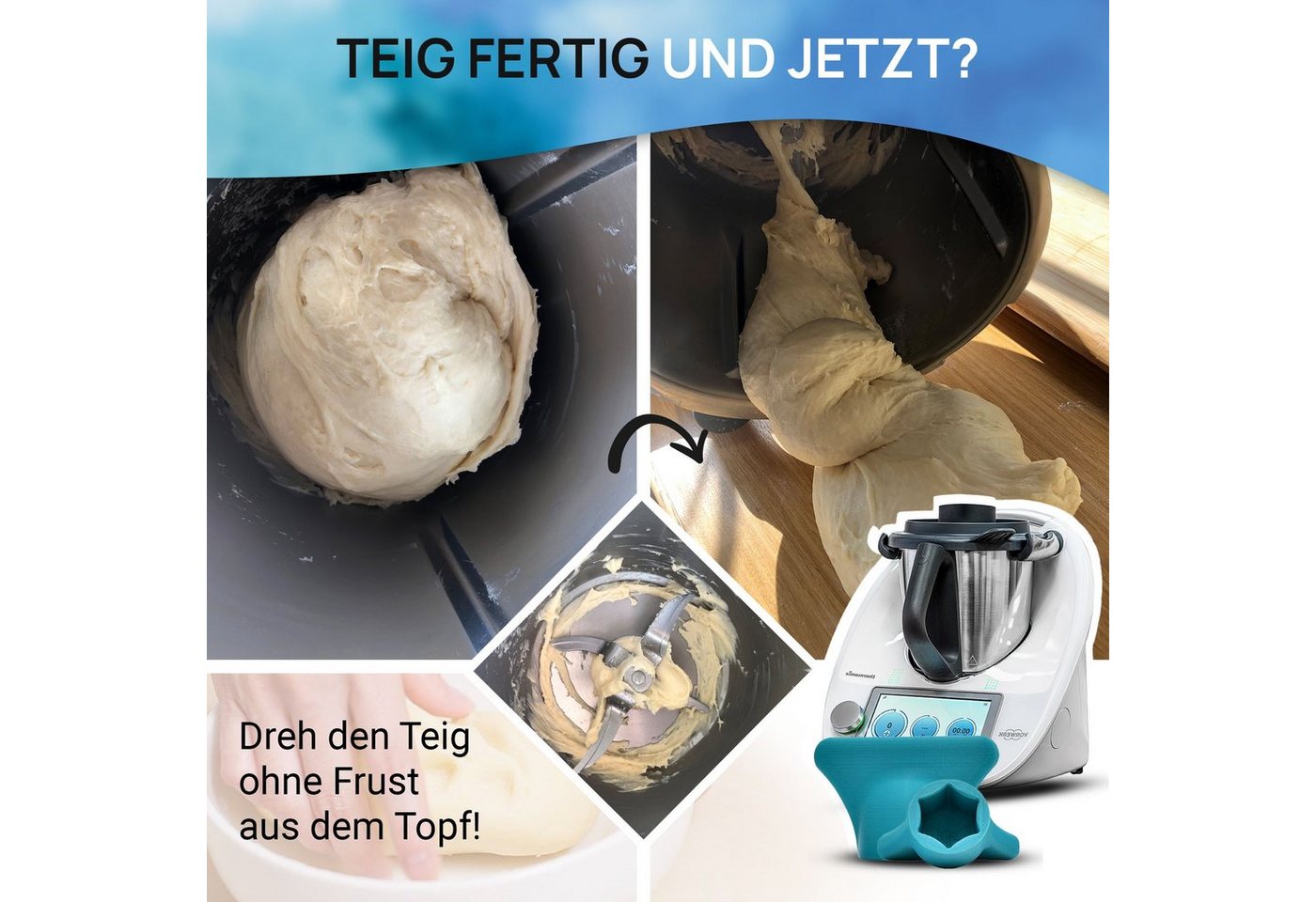 mix-slider Teigwerkzeug Thermomix Teigblume TM5 + TM6 Türkis Bild 2