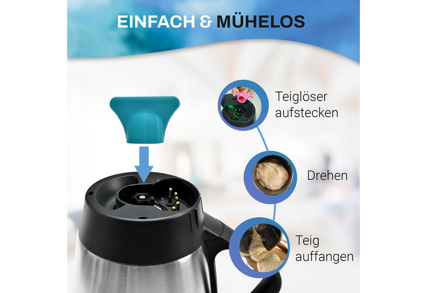 mix-slider Teigwerkzeug Thermomix Teigblume TM5 + TM6 Türkis Bild 3