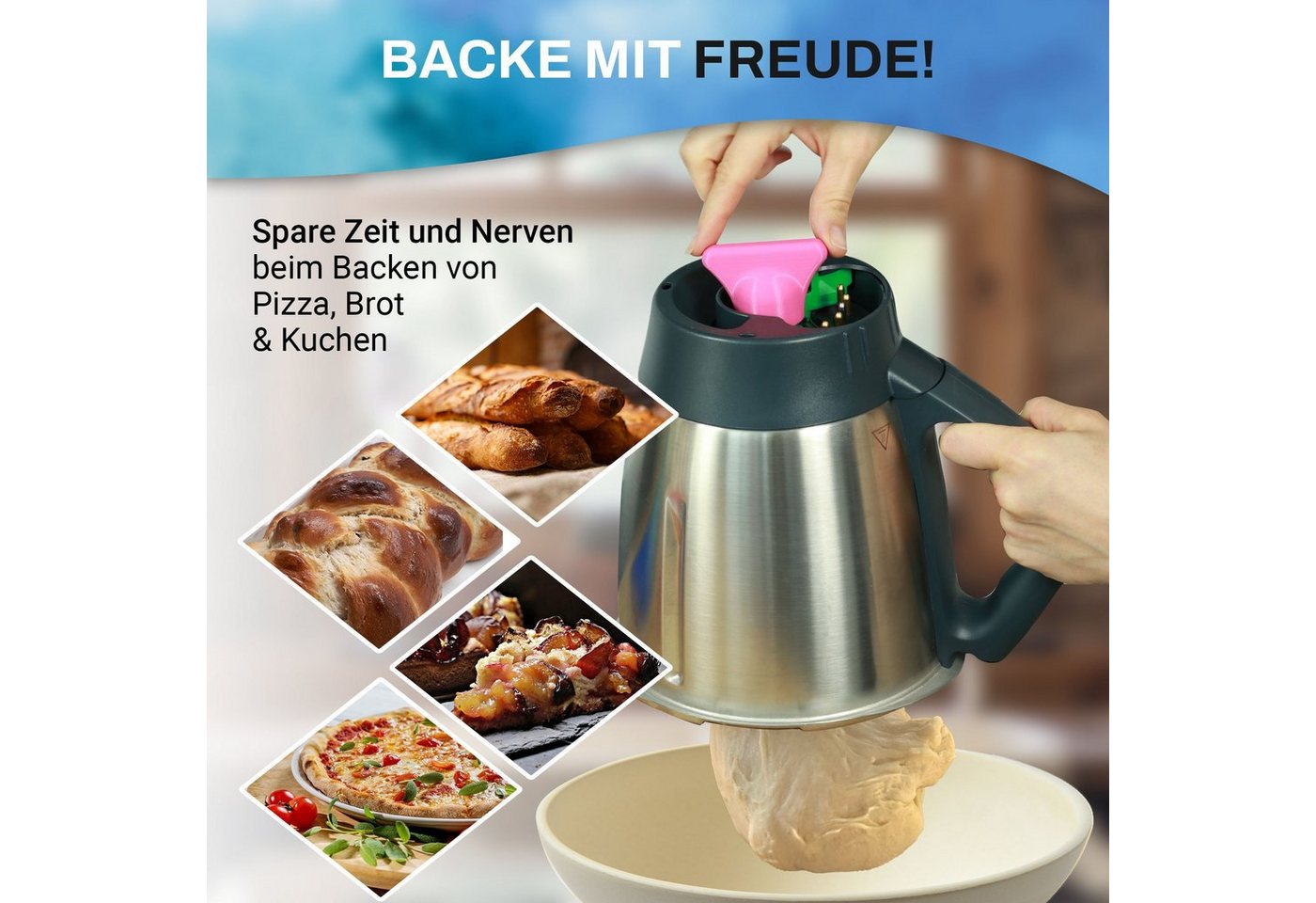mix-slider Teigwerkzeug Thermomix Teigblume TM5 + TM6 Türkis Bild 4