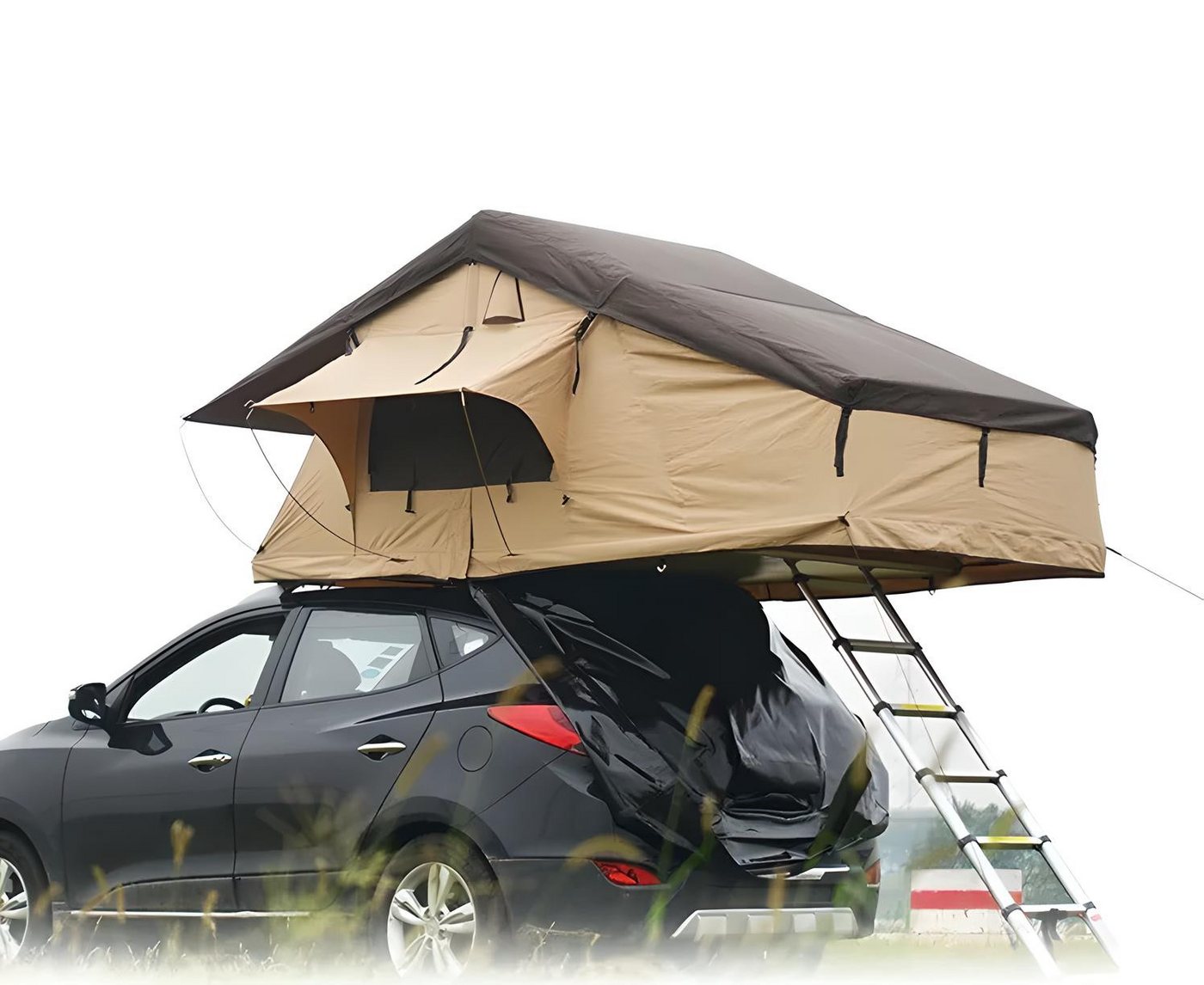 TZIpower Dachzelt Autodachzelt Softcase 2 Größen, bis zu 5 Personen Khaki/Grün Schwarz, Personen: 5 Bild 2