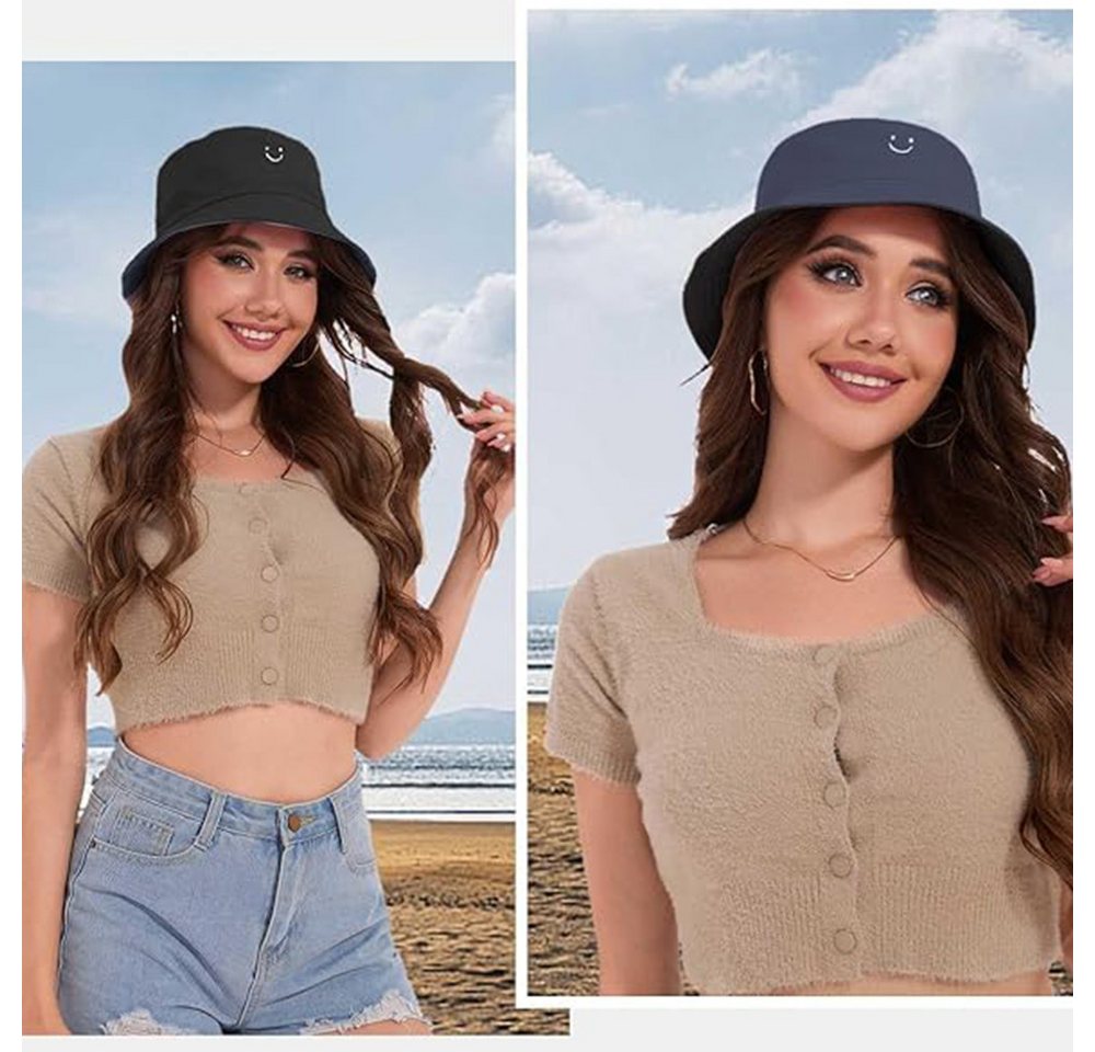 Coonoor Fischerhut Beidseitigem Bucket Hat Smile Unisex Sonnenhüte Sommerhut