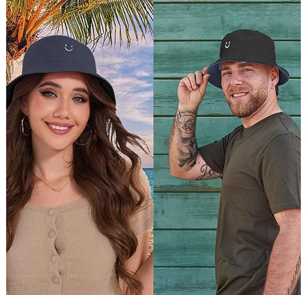 Coonoor Fischerhut Beidseitigem Bucket Hat Smile Unisex Sonnenhüte Sommerhut Bild 2