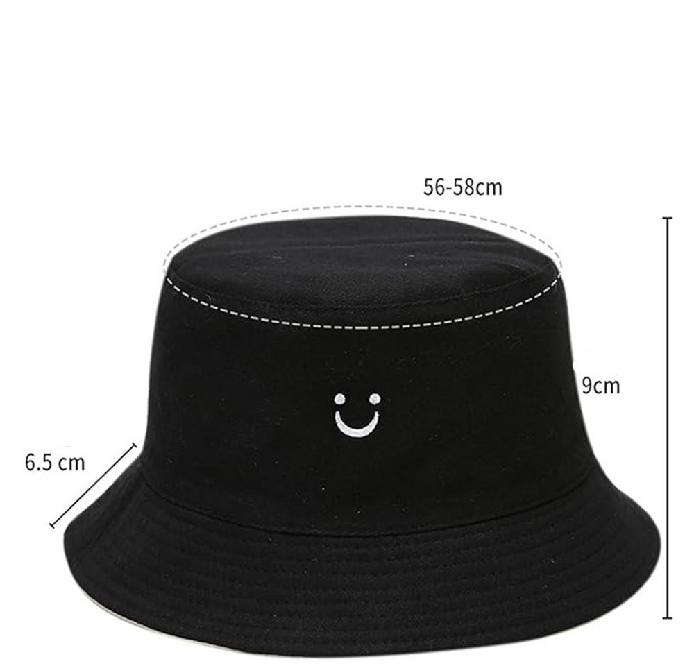 Coonoor Fischerhut Beidseitigem Bucket Hat Smile Unisex Sonnenhüte Sommerhut Bild 3