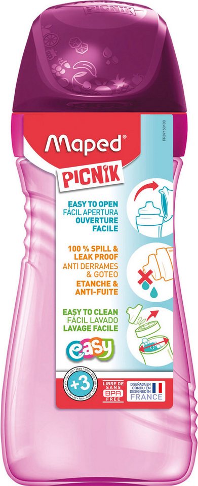 MAPED Trinkflasche Trinkflasche Kinder Wasserflasche Schule Kindergarten MAPED PICNIK, 100% auslauf- und tropfsicher