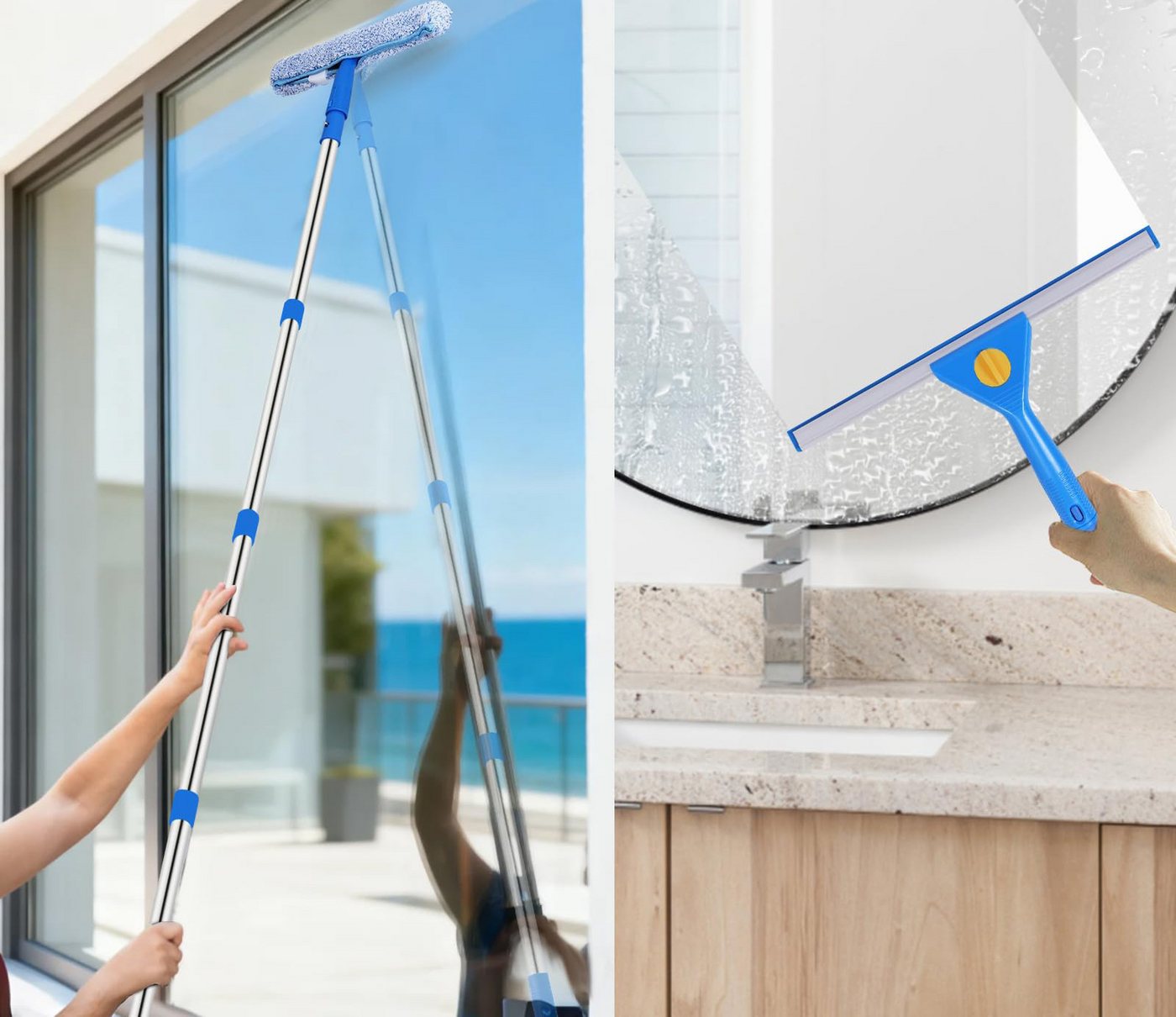 nsihing Fensterreiniger Fensterreinigungs-Set mit Eimer – Abzieher & Mopp mit Teleskopstiel, professionelles Fensterputz-Set für Haus, Außenbereich & Gewerbe Bild 5