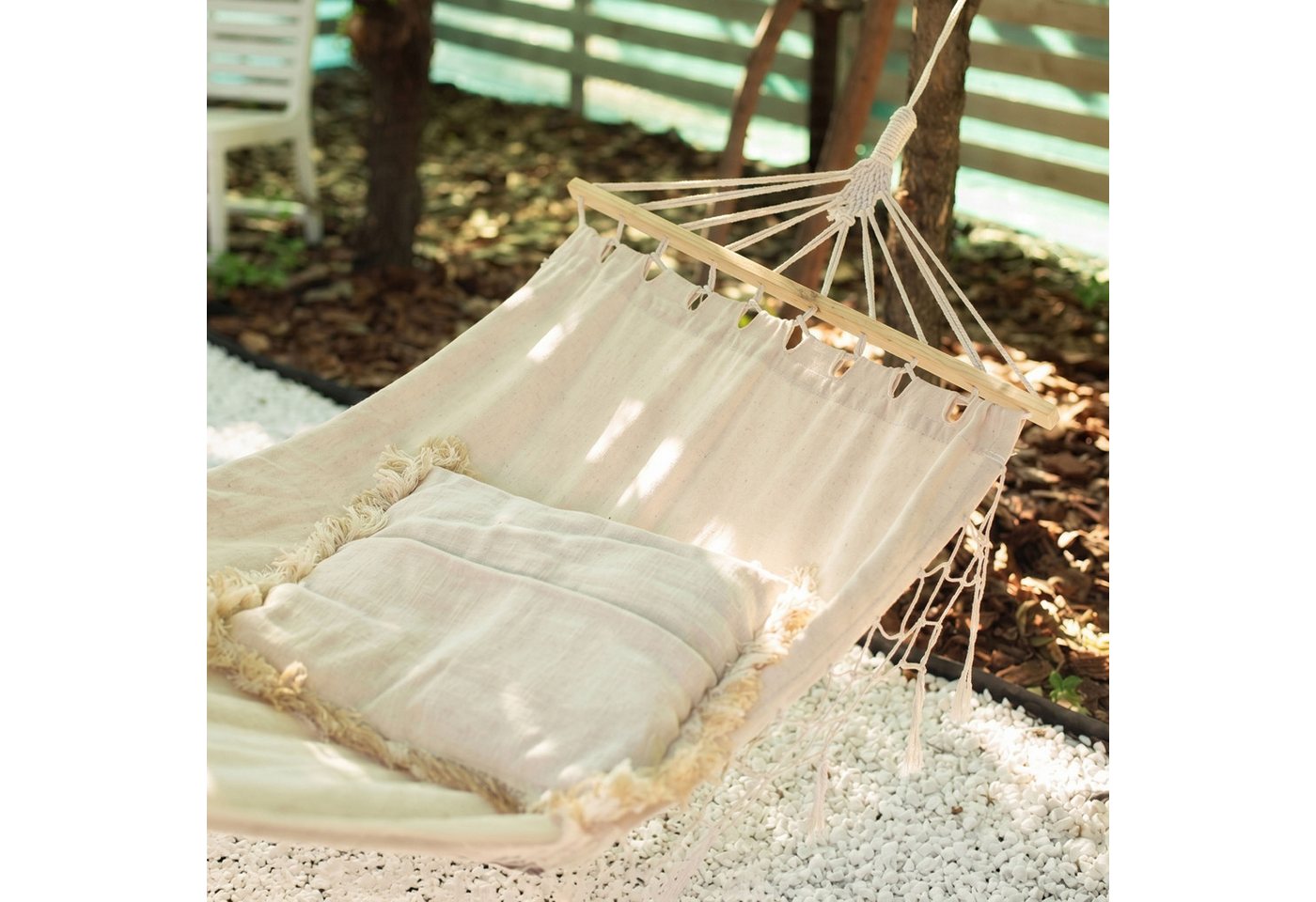 Sarcia.eu Hängematte Robuste Boho-Gartenhängematte mit Fransen, 200 × 100 cm Bild 2