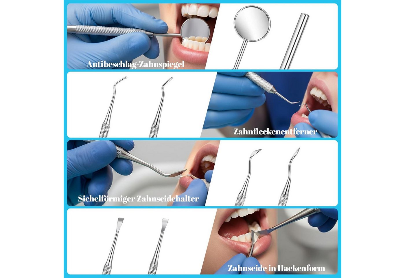 FELIXLEO Zahnpflege-Set 10tlg Zahnreinigungsset Zahnpolierer Zahnstein Entferner Set, 1-tlg.