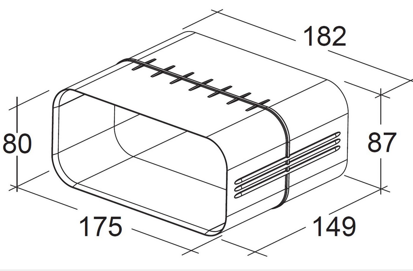 Wallair Montagezubehör Dunstabzugshaube Flachkanal 175x80mm Muffe Verbinder Muldenlüfter Vierkantrohr Küche (1 St)
