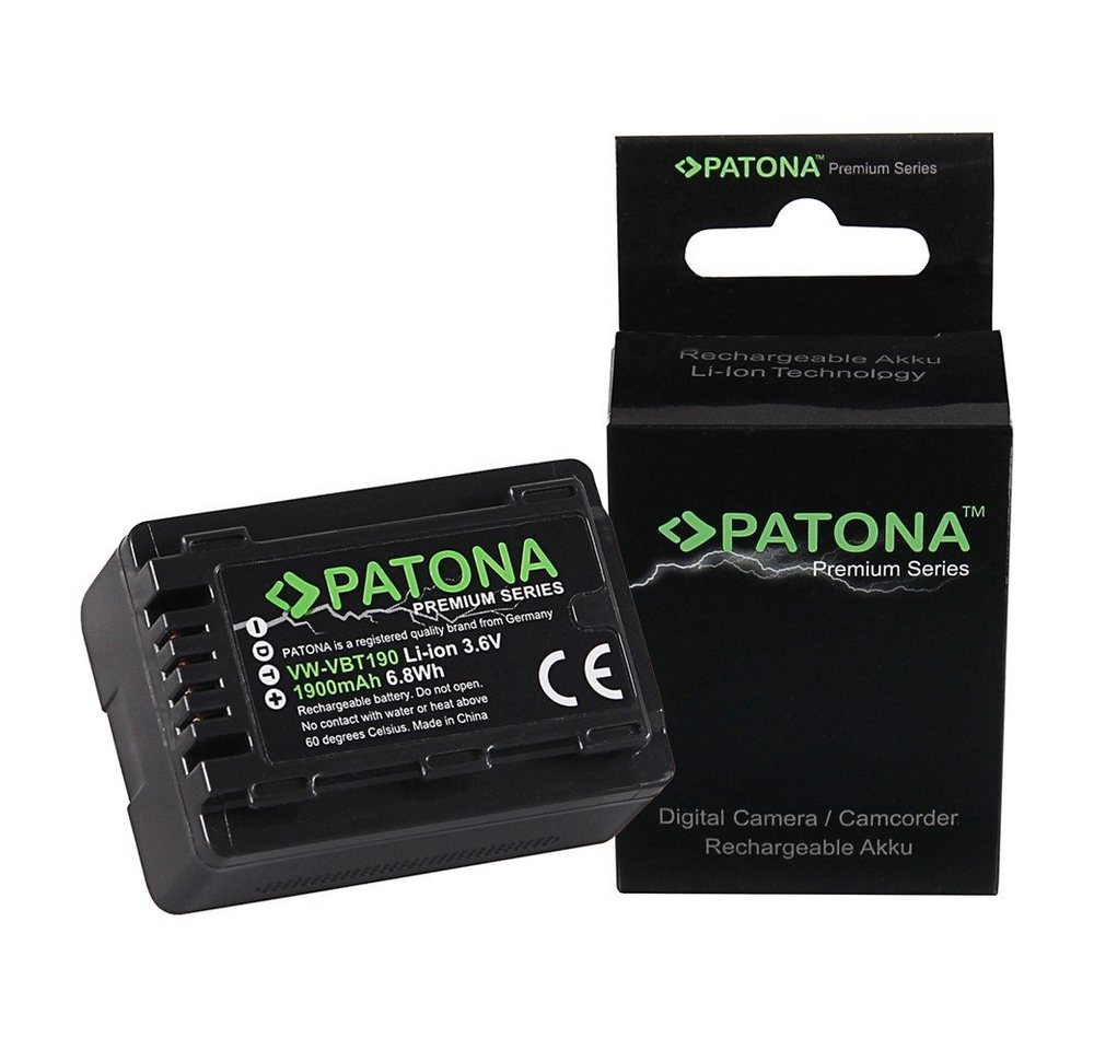 Patona Akku für Panasonic VW-VBT190 Kamera-Akku Ersatzakku 1900 mAh (3,6 V, 1 St), VBT190EK HC-V757 V777 VX878 WX979 WX878 T71 T76 TM90 Bild 2