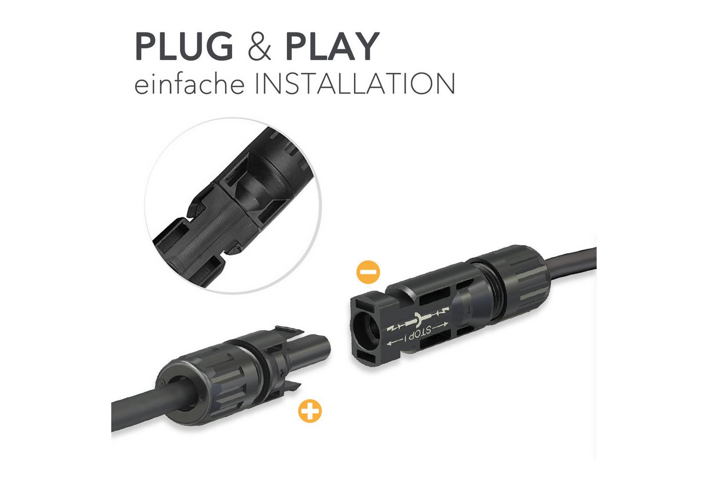 enjoy solar HISkon® 4mm²/6mm² Verlängerungskabel MC4 auf MC4 Stecker 1m-10m Verlängerungskabel, MC4-Stecker, (500 cm), 1 MC4 männlich + 1x MC4 weiblich je Ader, Plug-and-Play-Design Bild 2