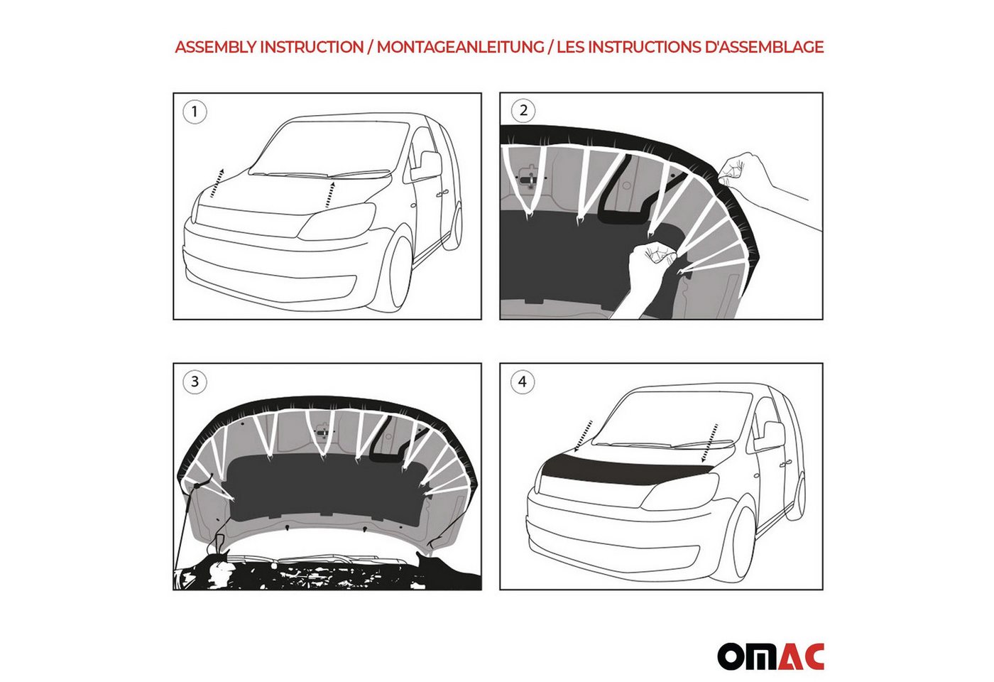 OMAC Frontstoßstange Haubenbra Bonnet Bra für Seat Ateca 2016-2025 Kariert Halb, 1-St., Haltbar Bild 2