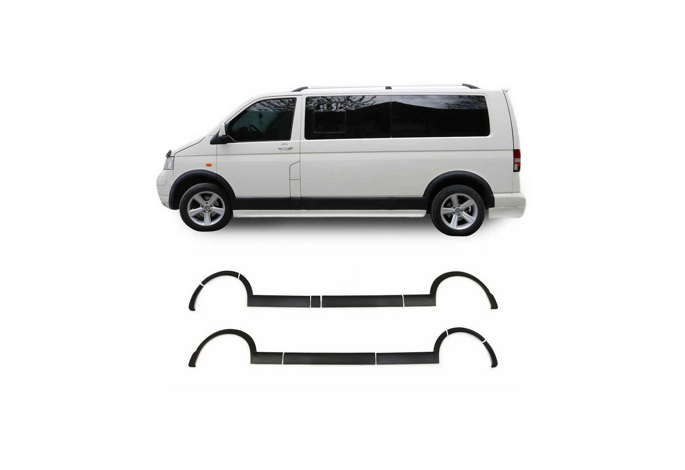 OMAC Frontstoßstange Radlaufschutz für VW T5 2003-2015 1 L1 Kurzer ABS Schwarz 11tlg, 11-St., Einfache Installation
