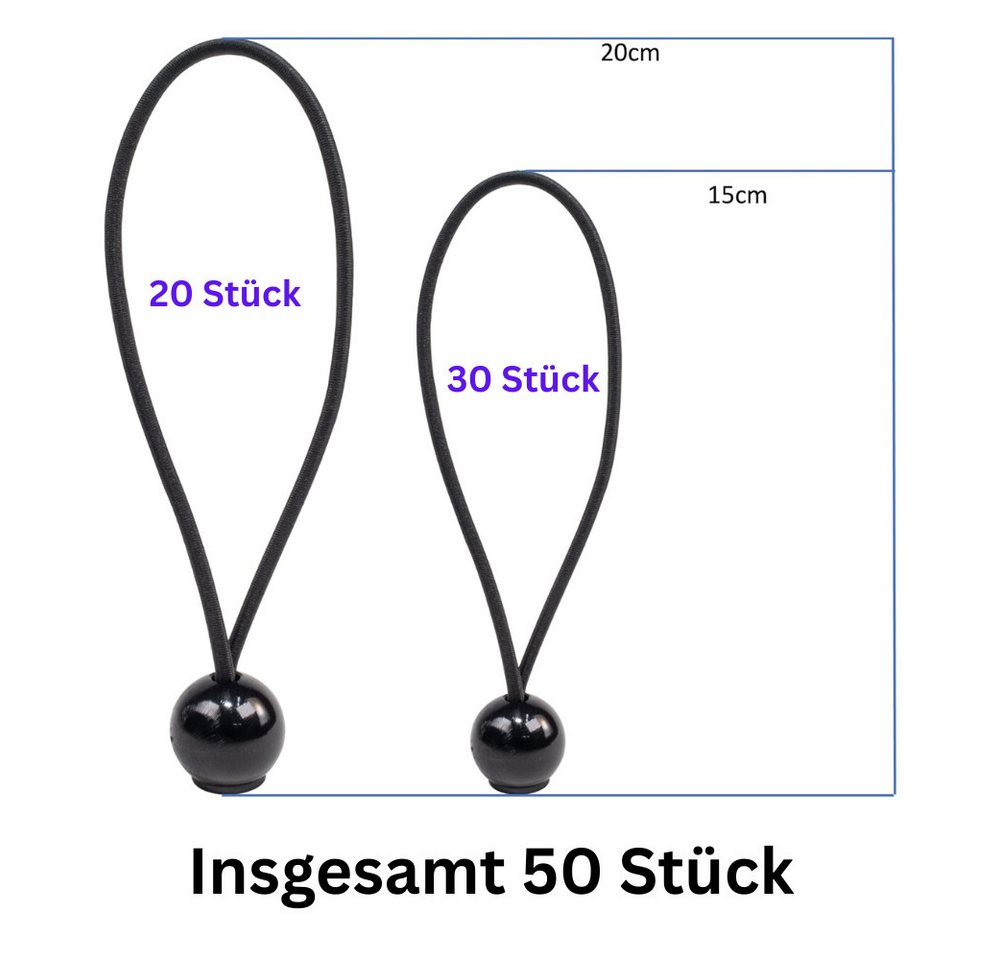 MITSY Spanngurt Spanngummis mit Kugel 15 cm - 20 cm Expanderseil für Planen und Zelte Hohe Spannkraft, Wetterfest, Langlebig, Einfache Befestigung, Robust Bild 5