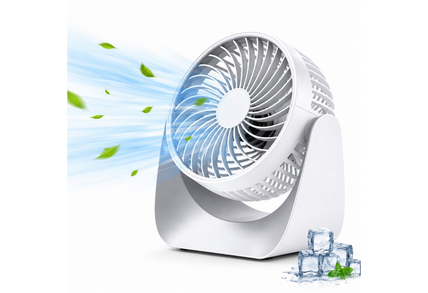MOPUEA Tischturmventilator Tischventilator Akku Leise Mini Ventilator Weiss 3 Stufen USB, Tischventilator 3 Windstufen Standventilator Luftzirkulation Bild 3