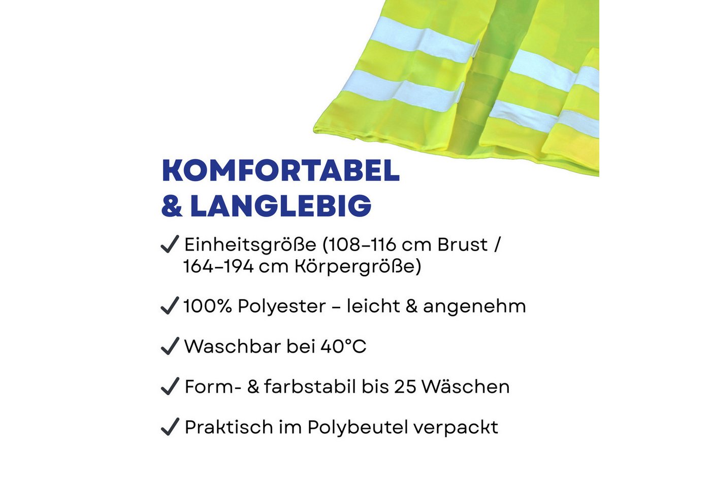 FIRST AID ONLY® Warnweste Warnweste Gelb (4er-Pack), Sicherheitsweste EN ISO 20471:2013 (4-tlg) Reflektierende Weste für Erwachsene, Einheitsgröße
