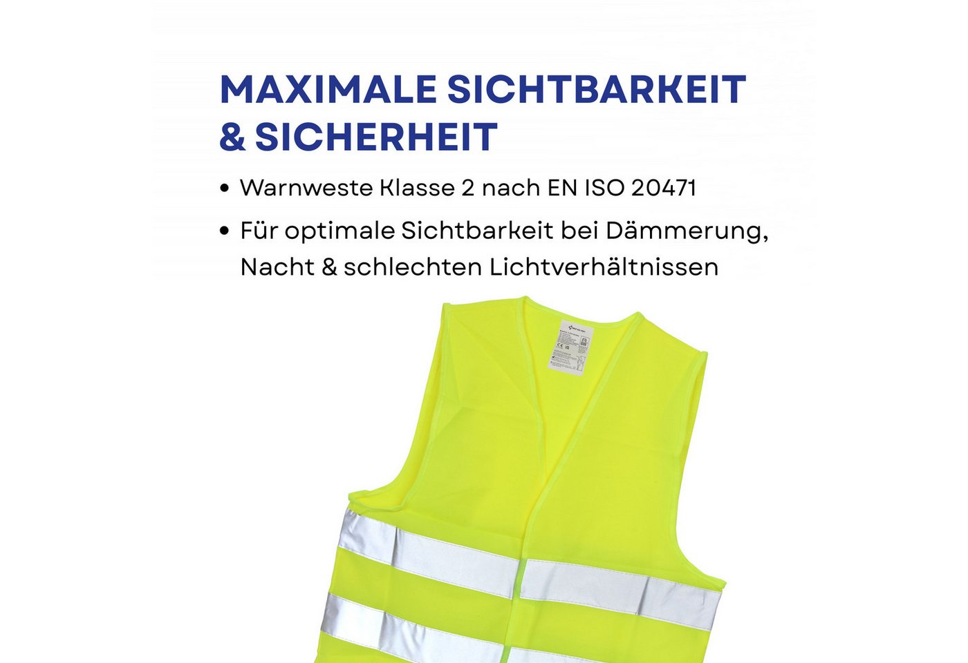 FIRST AID ONLY® Warnweste Warnweste Gelb (4er-Pack), Sicherheitsweste EN ISO 20471:2013 (4-tlg) Reflektierende Weste für Erwachsene, Einheitsgröße Bild 4