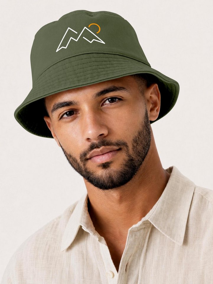 Neverless Fischerhut Anglerhut mit Print Mountain Lineart Bucket Hat Baumwolle Neverless®