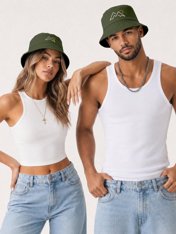 Neverless Fischerhut Anglerhut mit Print Mountain Lineart Bucket Hat Baumwolle Neverless® Bild 3