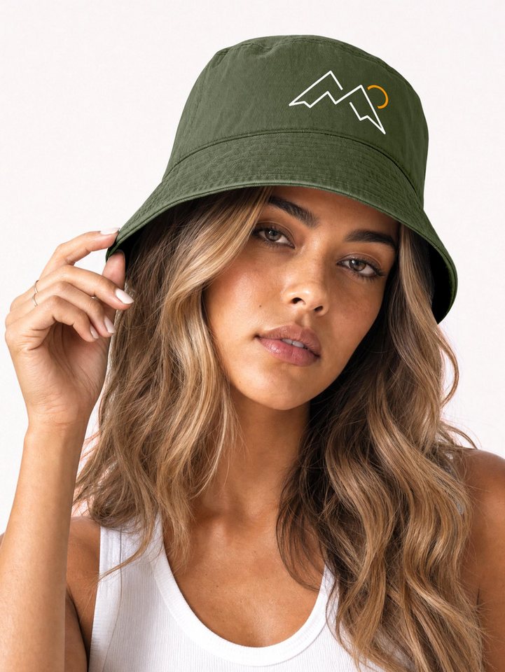 Neverless Fischerhut Anglerhut mit Print Mountain Lineart Bucket Hat Baumwolle Neverless® Bild 5
