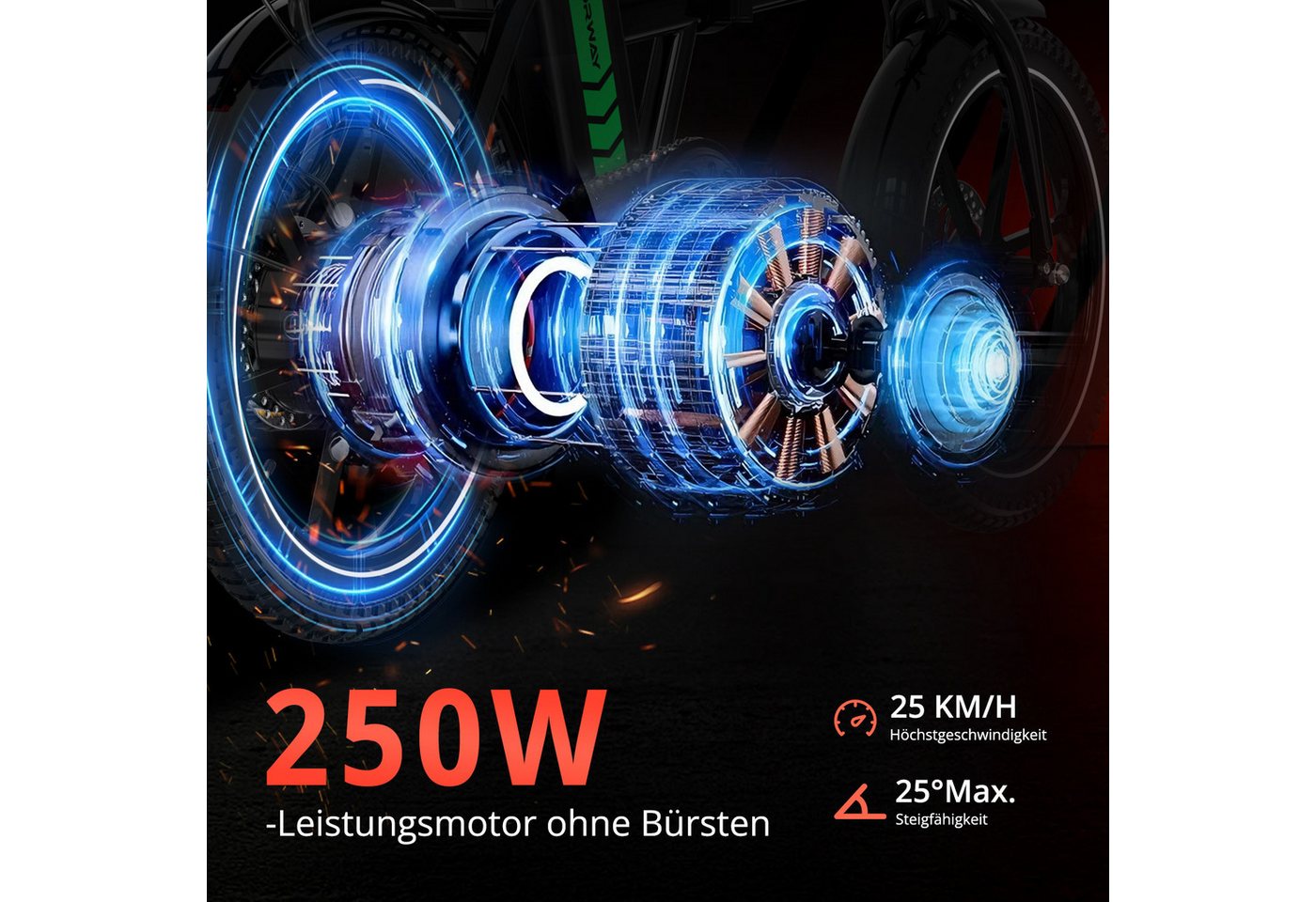 COLORWAY E-Bike Cityrad Pedelec Klapprad 16 Zoll 432Wh,bis zu 60 km, 250W Motor, Damen/Herren, 1 Gang, Kettenschaltung, Heckmotor, 432 Wh, Falt-E-Bike Erwachsene, 250W, Tretunterstützung – kompaktes Cityrad Bild 2