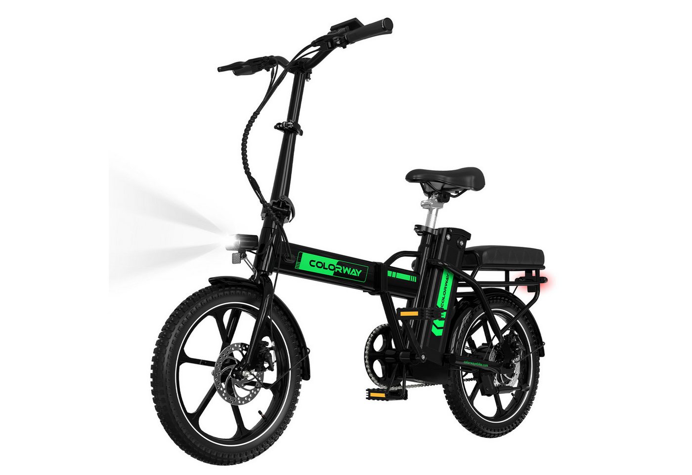 COLORWAY E-Bike Cityrad Pedelec Klapprad 16 Zoll 432Wh,bis zu 60 km, 250W Motor, Damen/Herren, 1 Gang, Kettenschaltung, Heckmotor, 432 Wh, Falt-E-Bike Erwachsene, 250W, Tretunterstützung – kompaktes Cityrad Bild 5