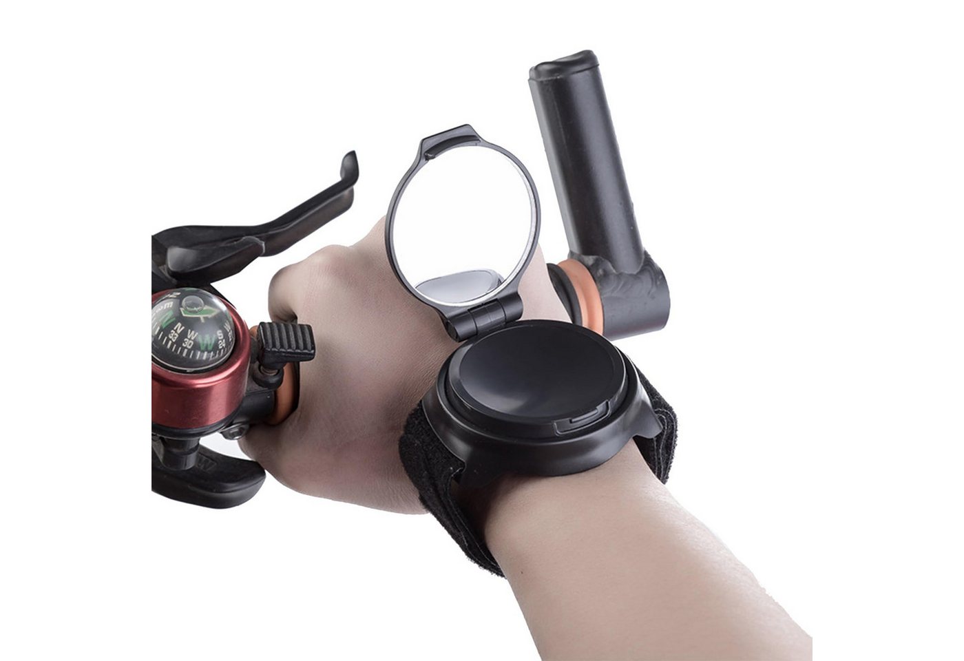 FOUORTUNATE-BEE Fahrradreflektor Fahrrad Rückspiegel Armband Weitwinkel 360° Drehbar Spiegel, Bike Spiegel Handgelenk Radfahren Outdoor Roller Motorrad Zubehör