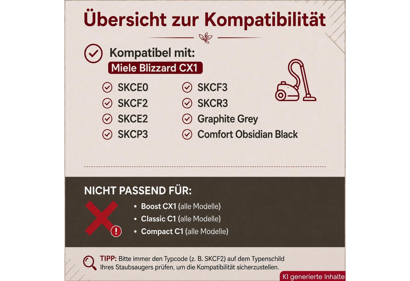 Maxorado Staubsaugerschlauch Staubsaugerschlauch + Griff passend für Miele CX1 Blizzard Staubsauger, Zubehör Ersatz für Original Aufsatz Bild 2