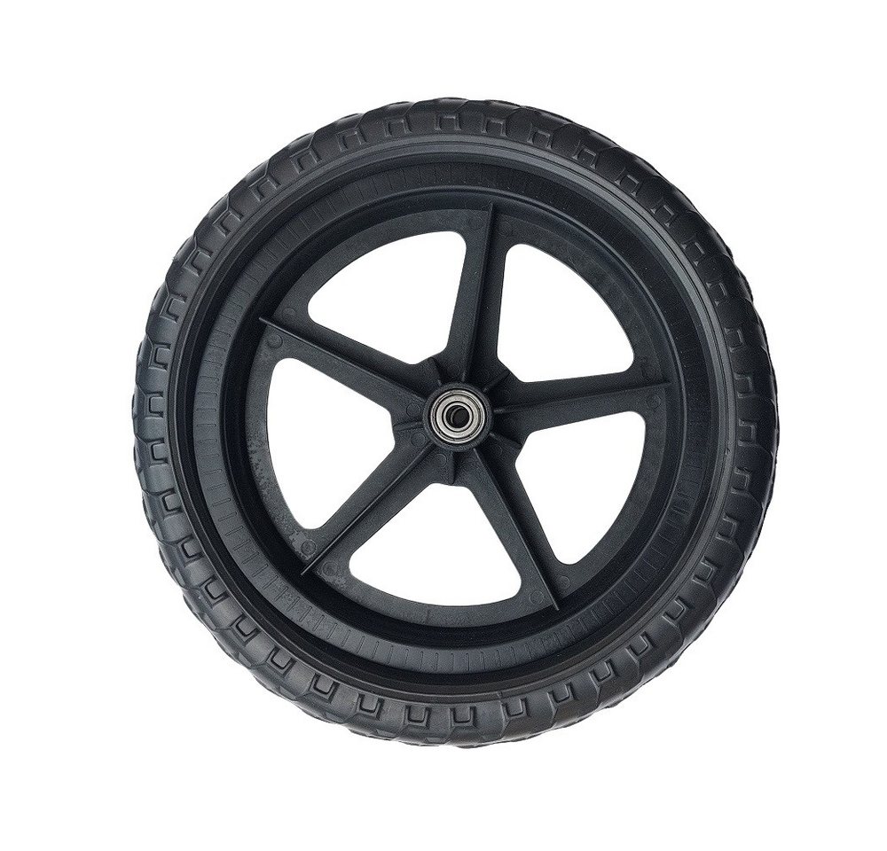FunSport-Factory Ersatzrad Komplettrad mit Vollgummireifen 12 Zoll für Laufrad schwarz, Pannensicher, wartungsfrei, abriebfest, Kunststofffelge, Vollgummi Bild 2